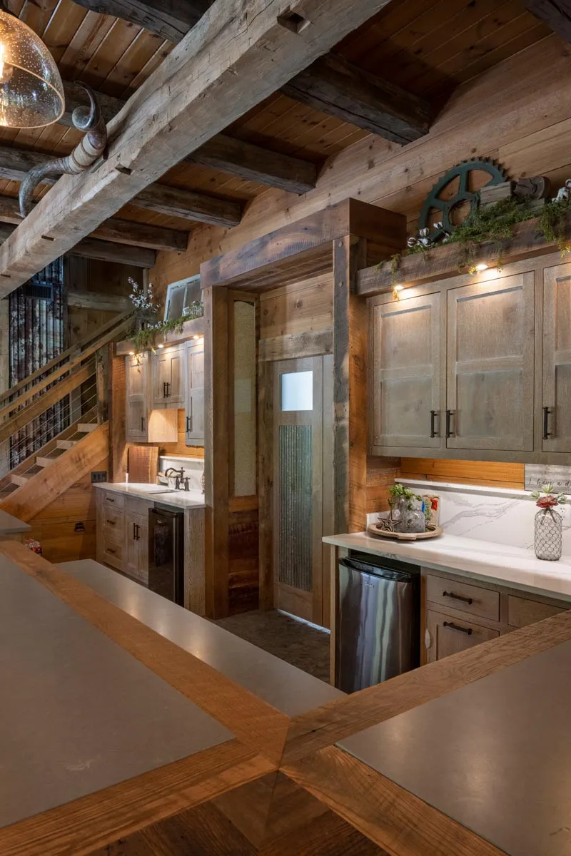 Game and gathering space in the loft of the Dover Party Barn in Dover, Ohio