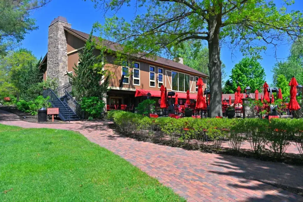 The Bistro at Gervasi Vineyard in Canton, Ohio — a restored 200-year-old timber frame barn turned rustic Italian restaurant