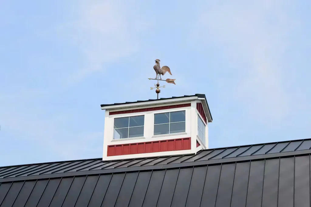 Refreshed cupola with new windows and weathervane on the Gervy Barn near Oberlin, Ohio