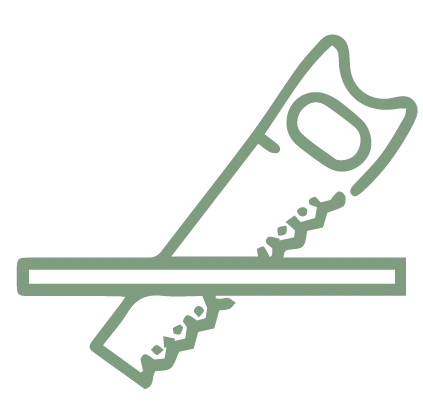 Line drawing of a hand saw